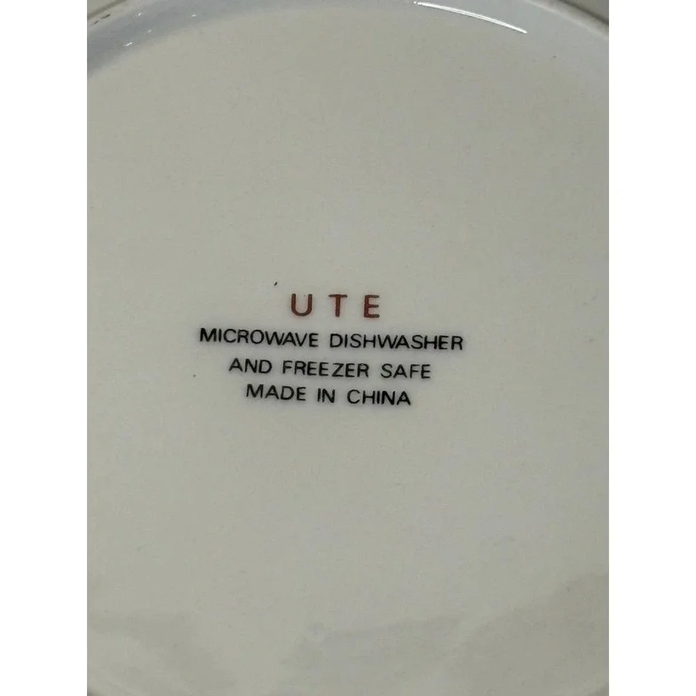 Vtg Rare Discont Set 4 Salad Plates Flowers Garden Tools On Rim #UTE7 Farmhouse
